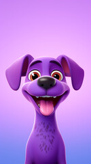 Fototapeta premium happy dog head, cartoon and minimalism, light purple gradient background created with Generative Ai