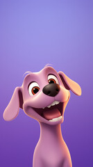 happy dog head, cartoon and minimalism, light purple gradient background created with Generative Ai
