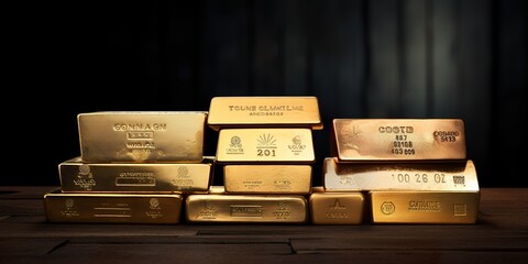 A collection of gold bars with different global mint markings, showcasing the diversity of gold investments