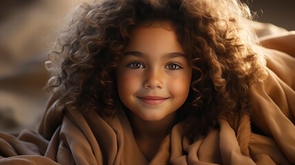 Portrait Adorable Little Girl Awaked Her,  Background HD For Designer