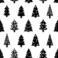 Christmas trees - seamless background texture. Christmas PNG fashion print. PNG design with transparent background.