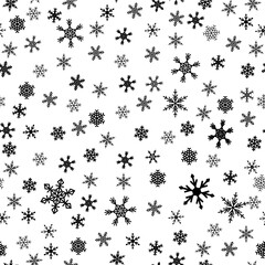 Seamless snowflakes pattern - fashion background. Christmas wrapping paper ornament. PNG objects with transparent background.