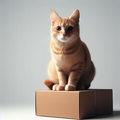 cat in box isolated white
