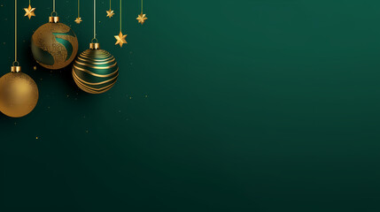 green merry christmas banner with creative golden balls,Christmas background