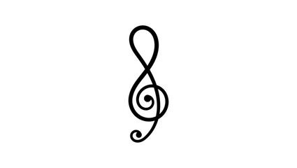 G-clef music symbol, music emblem, black isolated silhouette