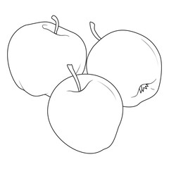 Ripe apple. Vector illustration, coloring page, line art, black and white.