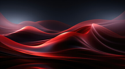 Waves of silky red fabric flowing gracefully with a dark, mysterious background.