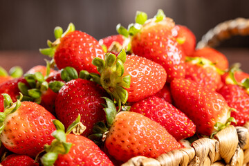 Ripe fresh strawberries in the basket.