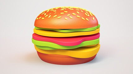 hamburger on white 3d clay style