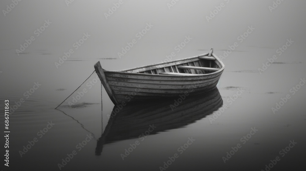 Canvas Prints a boat sitting on top of a body of water