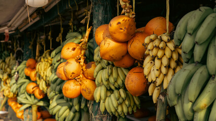 Fruit for sale in fruit stalls at Sultan Qaboos Street in salalah, oman, Dhofar Governorate