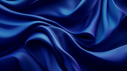 Obraz premium Closeup of rippled blue silk fabric background. 3d render illustration