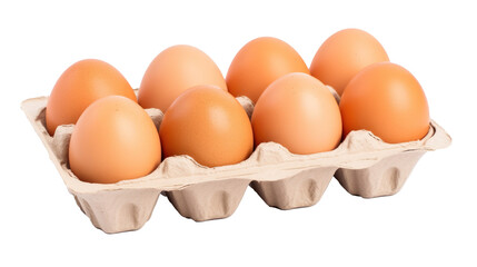 Eggs in carton  isolated on transparent background, PNG image with background removed, Сreated with Generative Ai technology