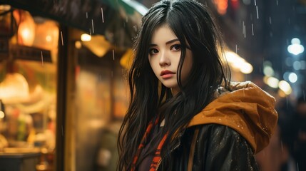 Fototapeta na wymiar Young Asian Woman Standing Beside Window, Background HD For Designer