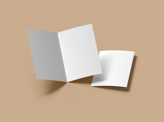 Blank Half Fold 8.5x11 letter brochure 3d render to present your design