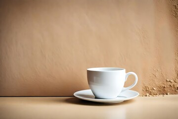 white tea cup  in minimal stucco background