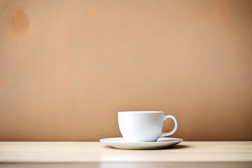Fototapeta na wymiar white tea cup in minimal stucco background