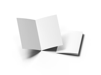 Blank Half Fold 8.5x11 letter brochure 3d render on a transparent background 