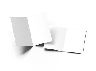 Blank Half Fold 8.5x11 letter brochure 3d render on a transparent background 