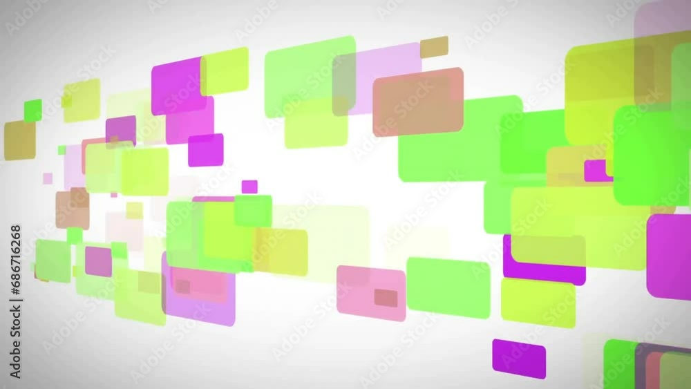 Poster Animation of multicolored rectangles moving against white background