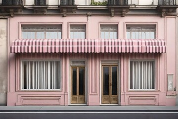 cute european pink boutique facade 