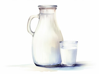 milk in glass,created with Generative AI tecnology.