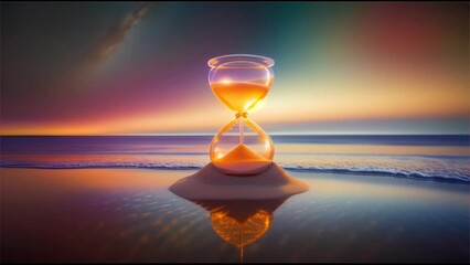 hourglass on the beach