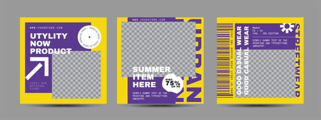 Modern urban futuristic streetwear fashion design for social media post template