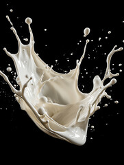 Isolated background splashing milk,created with Generative AI tecnology.
