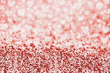 Beautiful bright blurred Valentines Day Abstact Bokeh Background
