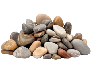 A collection of pile of stones isolated transparent background 