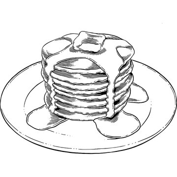 recommend clip art: Hand drawn Pancakes on a Plate Sketch Illustration