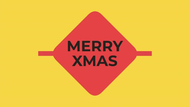 Modern Merry XMAS text on yellow background, motion holidays and winter style background for New Year and Merry Christmas