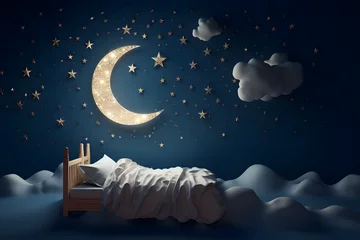 Fotobehang Night clouds with bed. Good night background. © Pacharee