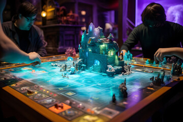 Ghost pirates playing a holographic board game.