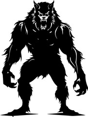 Werewolf howling silhouette 
