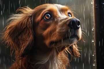 a dog looking at the camera. Ai ilustration. digital painting. Generative AI Artificial Intelligence Artwork