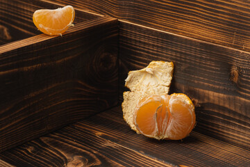mandarin on wooden background