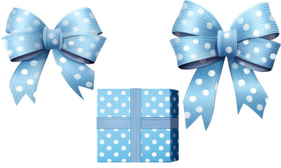 blue gift box with bow isolated on transparent background
