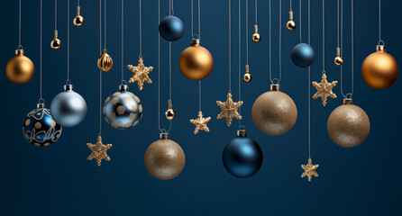 christmas balls on a blue background