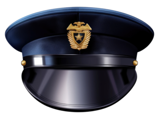 police uniform hat with badge on isolated transparent background