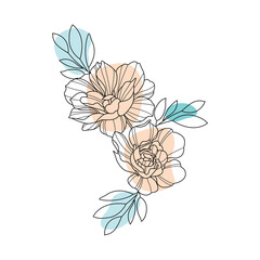 simple flower outline in a vector hand-drawn flat design