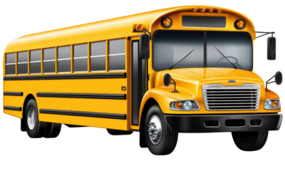 yellow school bus  isolated transparent background