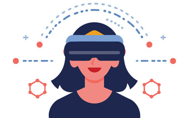 Illustration of a woman with VR glasses
