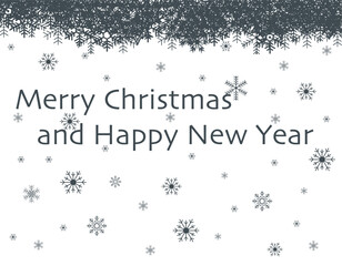 Merry Christmas and New Year card with snowflakes on a white background. Universal art templates.