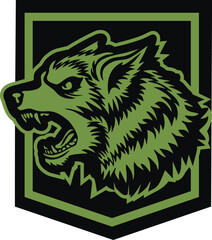 military sign with wolf, chevron