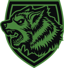 military sign with wolf, chevron