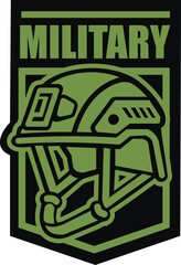 military sign with combat helmet , chevron