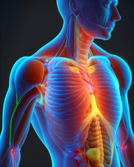 Human body scan graphic or internal organ anatomy. Generative AI