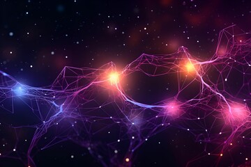 Mesmerizing Abstract Neural Network Design, Interconnected Elements, Digital Glow, Technology, Complexity
